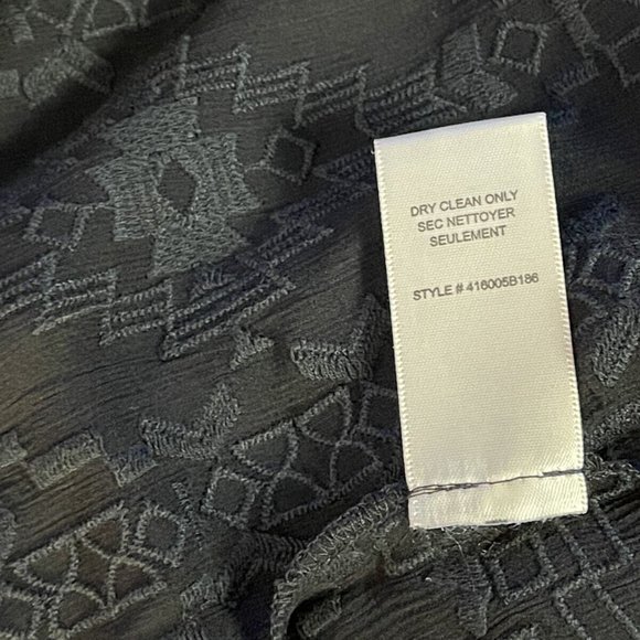 Rebecca Taylor Embroidered Silk Blouse Women 2 EUC V-neck Long Sleeve Sheer Top - Picture 12 of 12